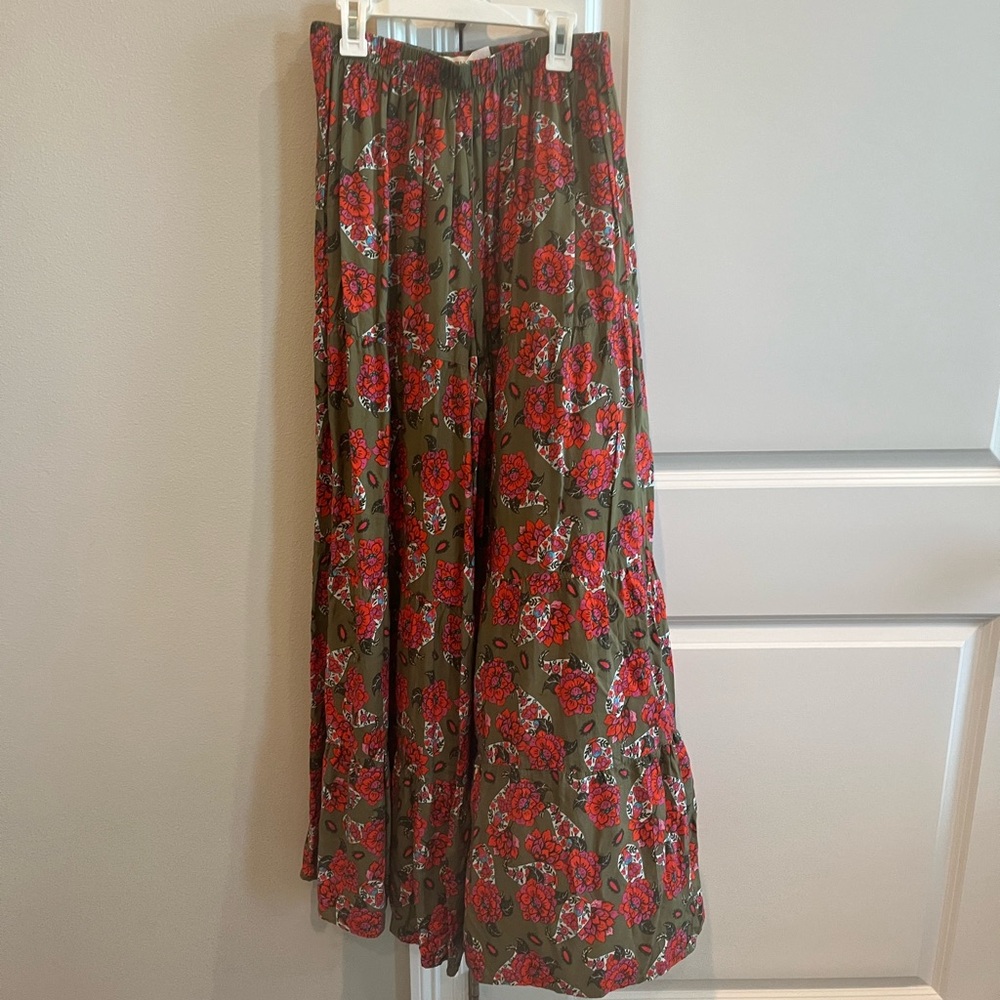Natural Life Floral Palazzo Pants in Red and Green
